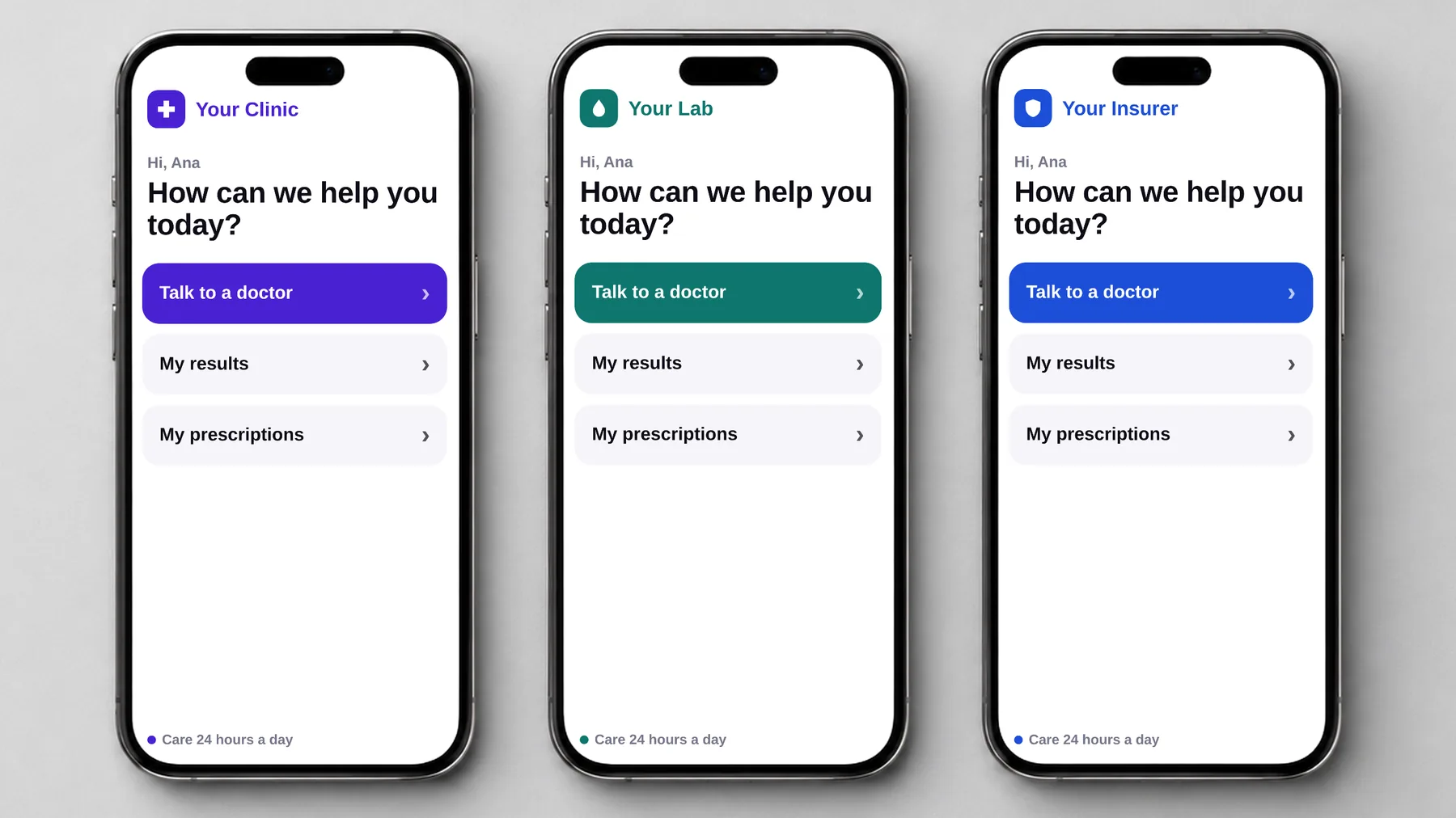 Three phones running the same app under three different brands
